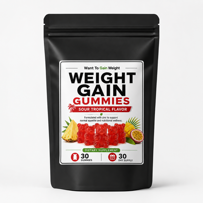 Weight Gain Gummies – Sour Tropical Flavor | 30-Day Supply
